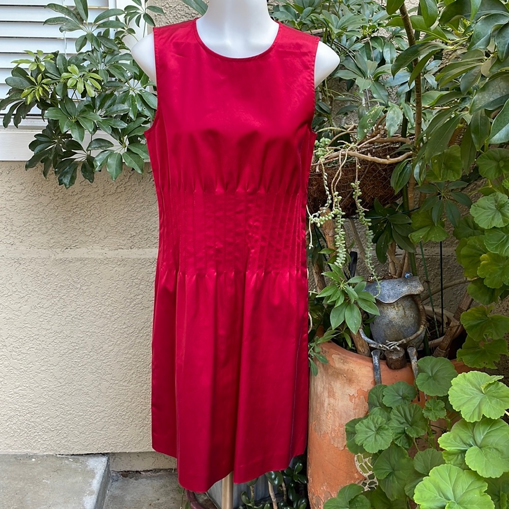 New burgundy Theory viscose/cotton midi dress